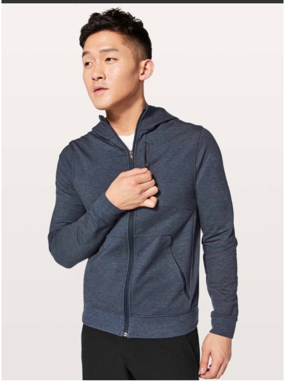 Men's Lululemon City Sweat Zip Hoodie in Heathered True Navy, size Small